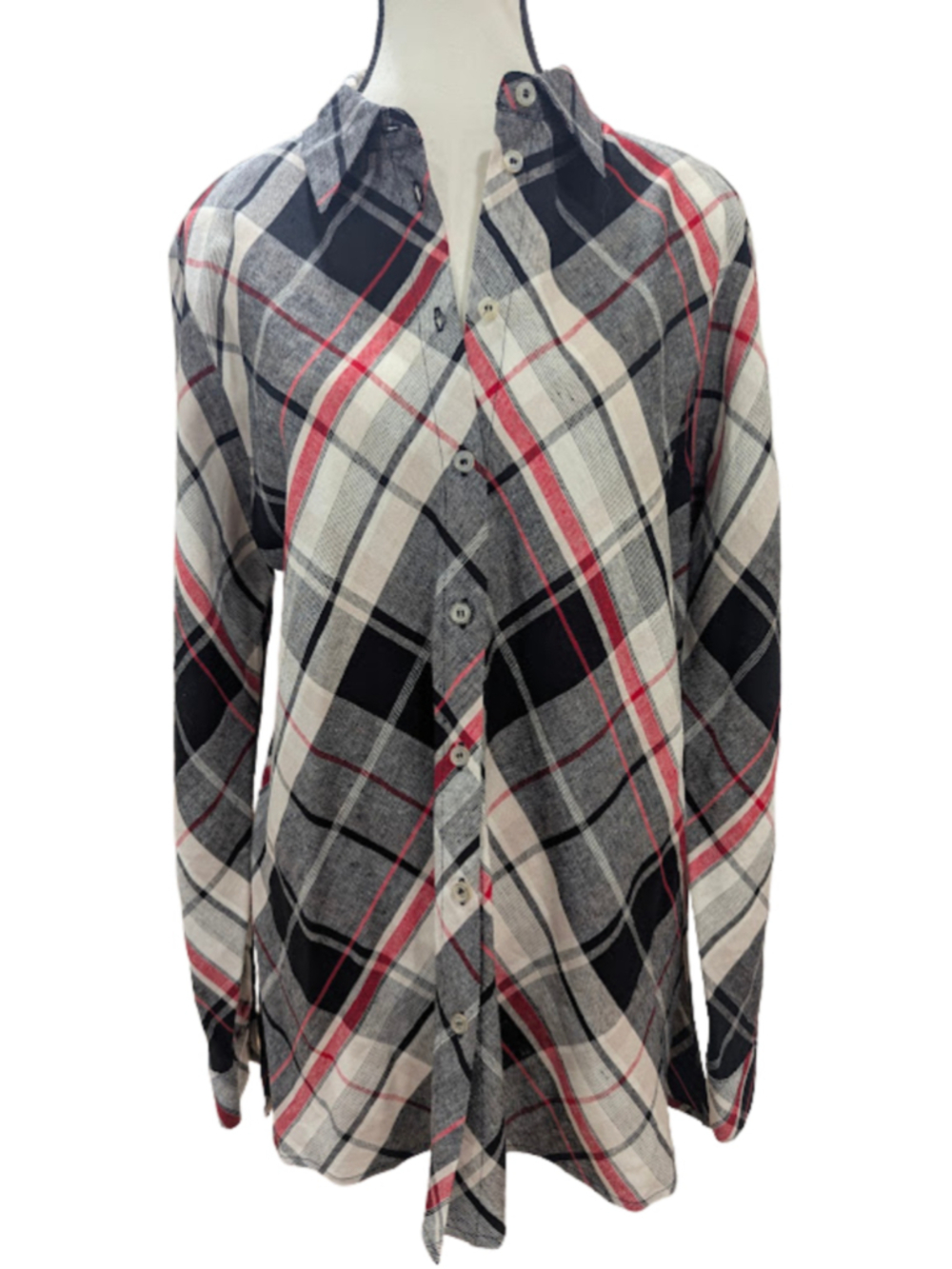 Linen Blend Plaid Requirements Womens Shirt M Grunge Academia Cabincore Y2K